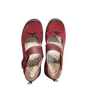 JBU by Jambu Mary Jane Flats Sz 8.5 Red Slip On Memory Foam Adjustable Outdoor